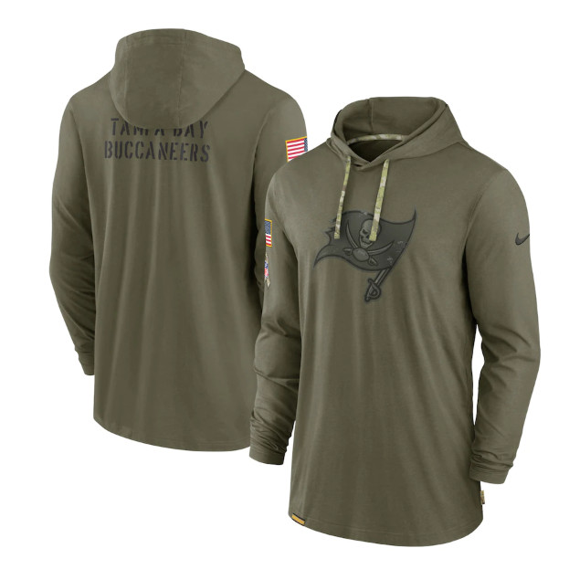 Men's Tampa Bay Buccaneers 2022 Olive Salute to Service Tonal Pullover Hoodie